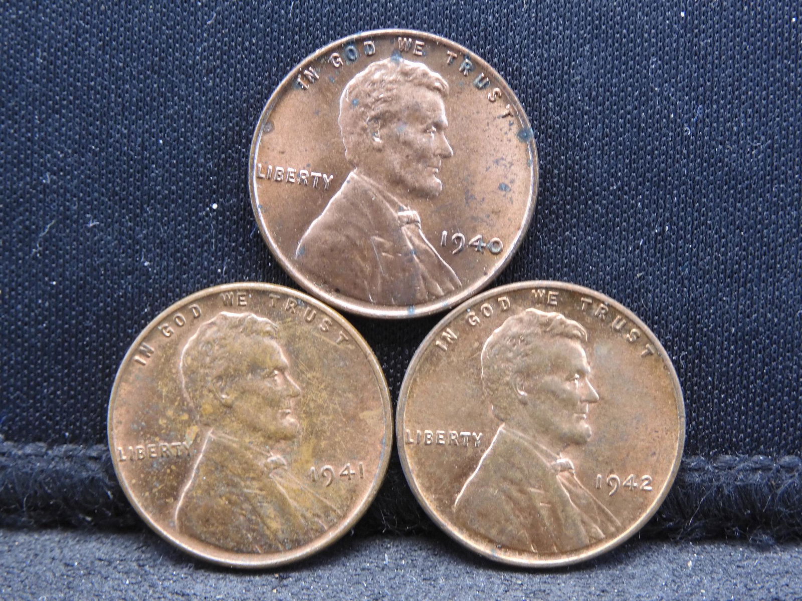 1940, 1941, 1942 Uncirculated Lincoln Head Wheat Cents. (1 of 2)
