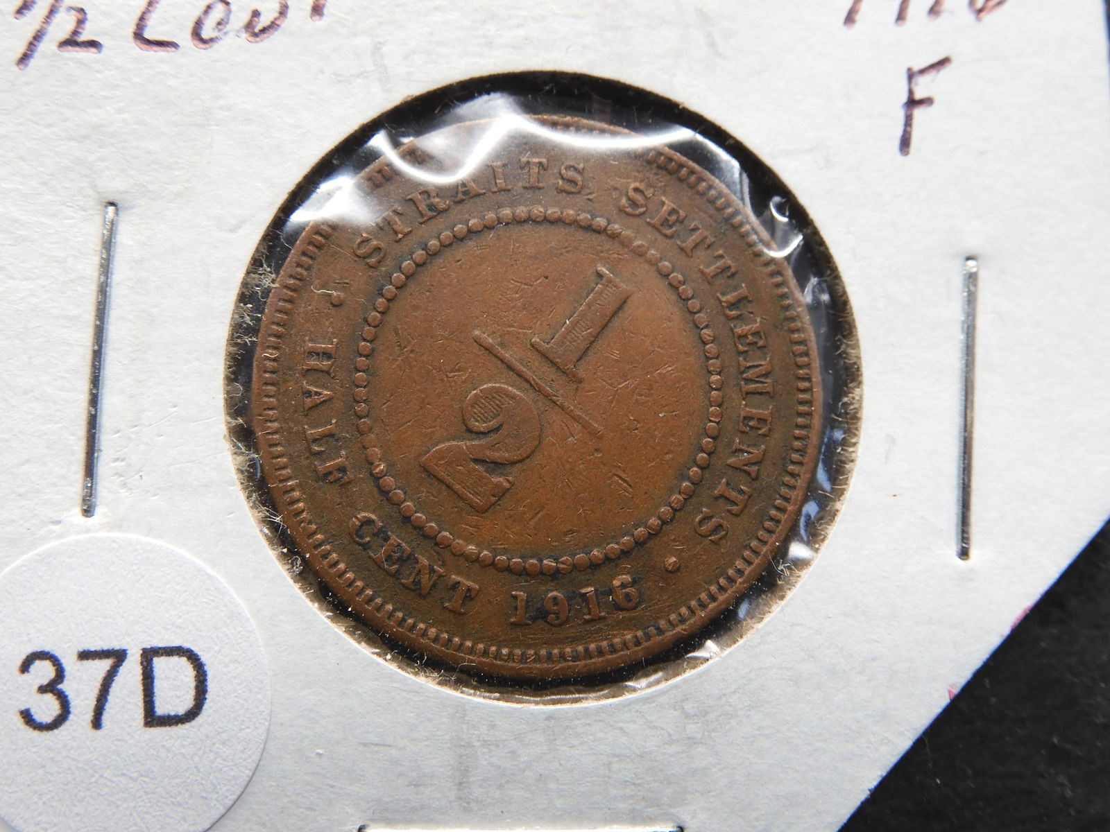 1916 Straits Settlements 1/2 Cent.  F. (1 of 3)