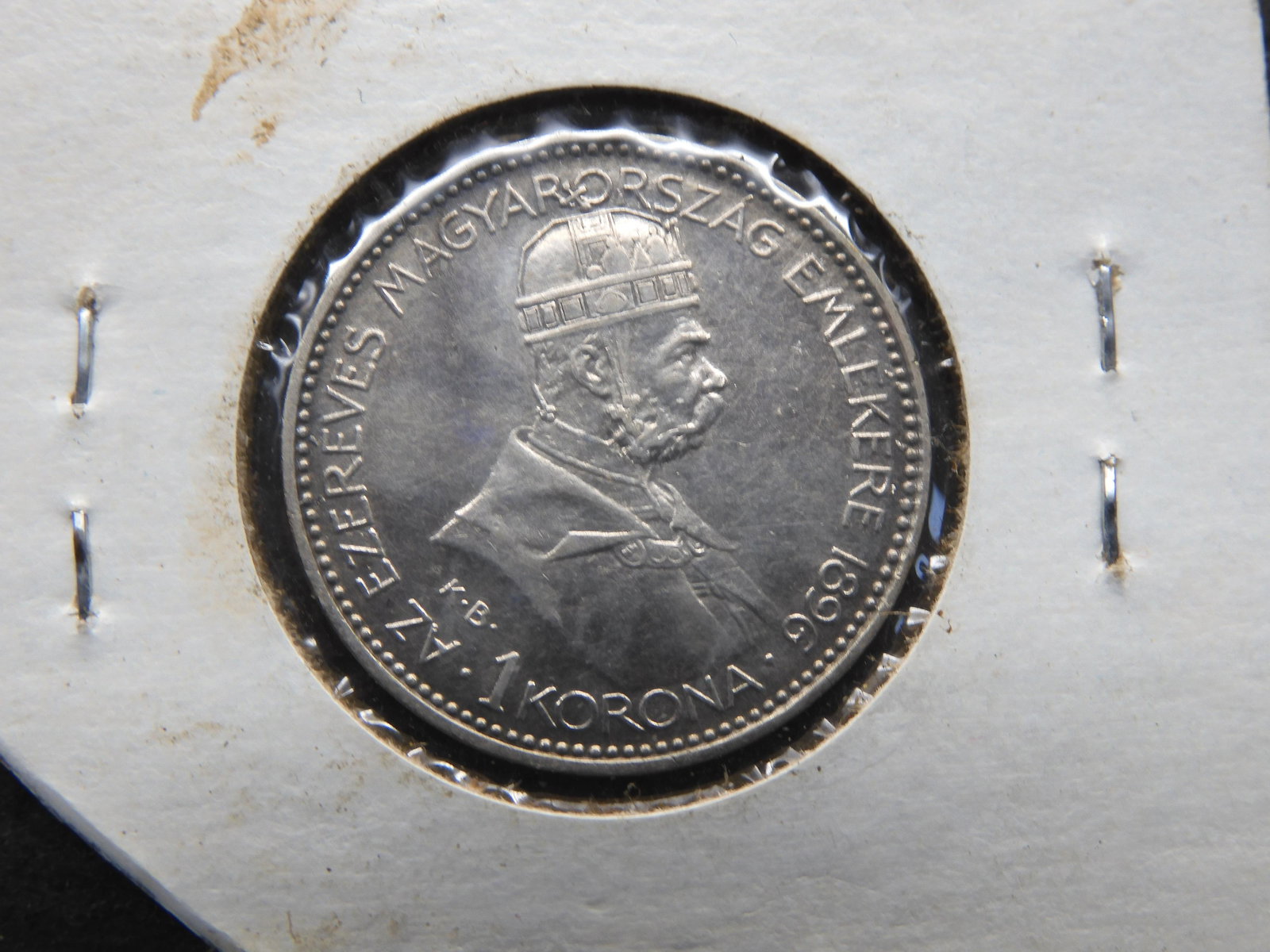 1896 Hungary 1 Korona.  VF. (1 of 3)