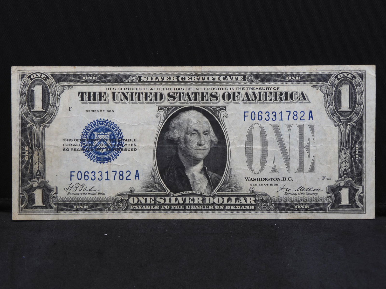 Series of 1928 U.S. $1.00 Silver Certificate FUNNY BACK (1 of 3)