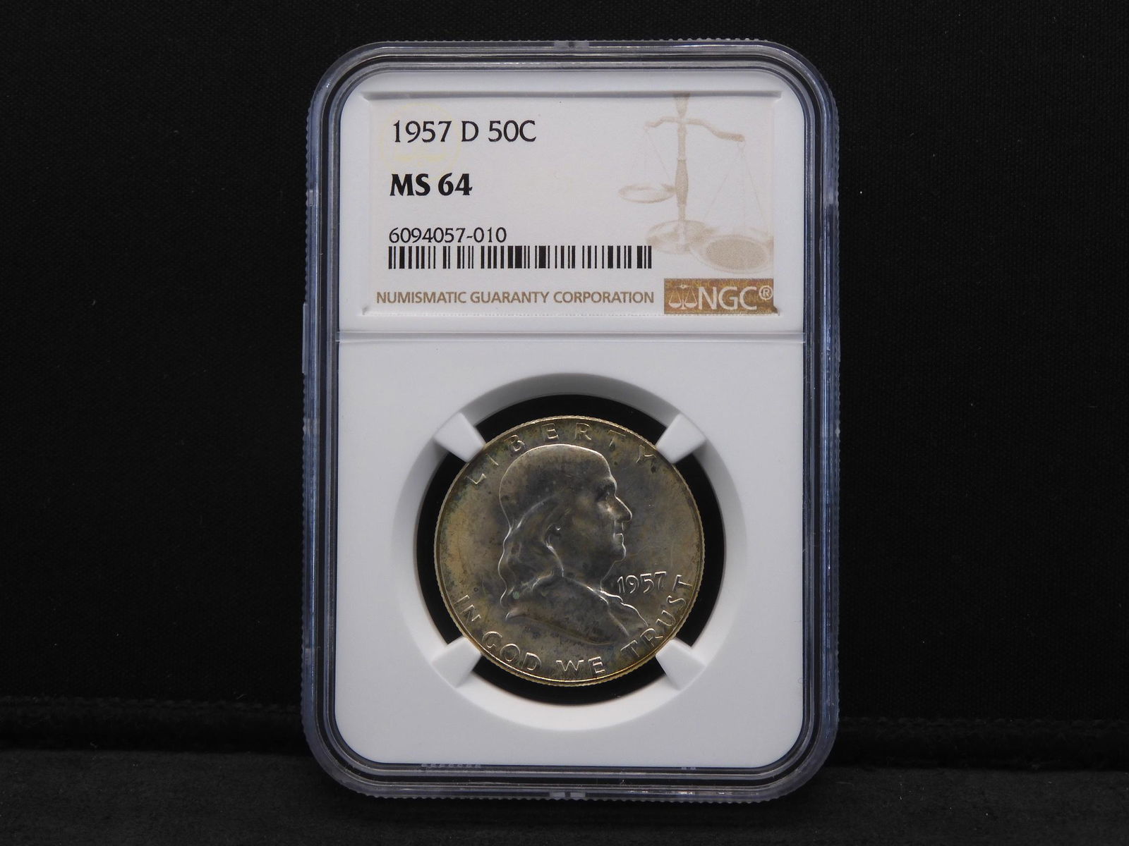 1957-D NGC MS64 Franklin Silver Half Dollar (1 of 4)