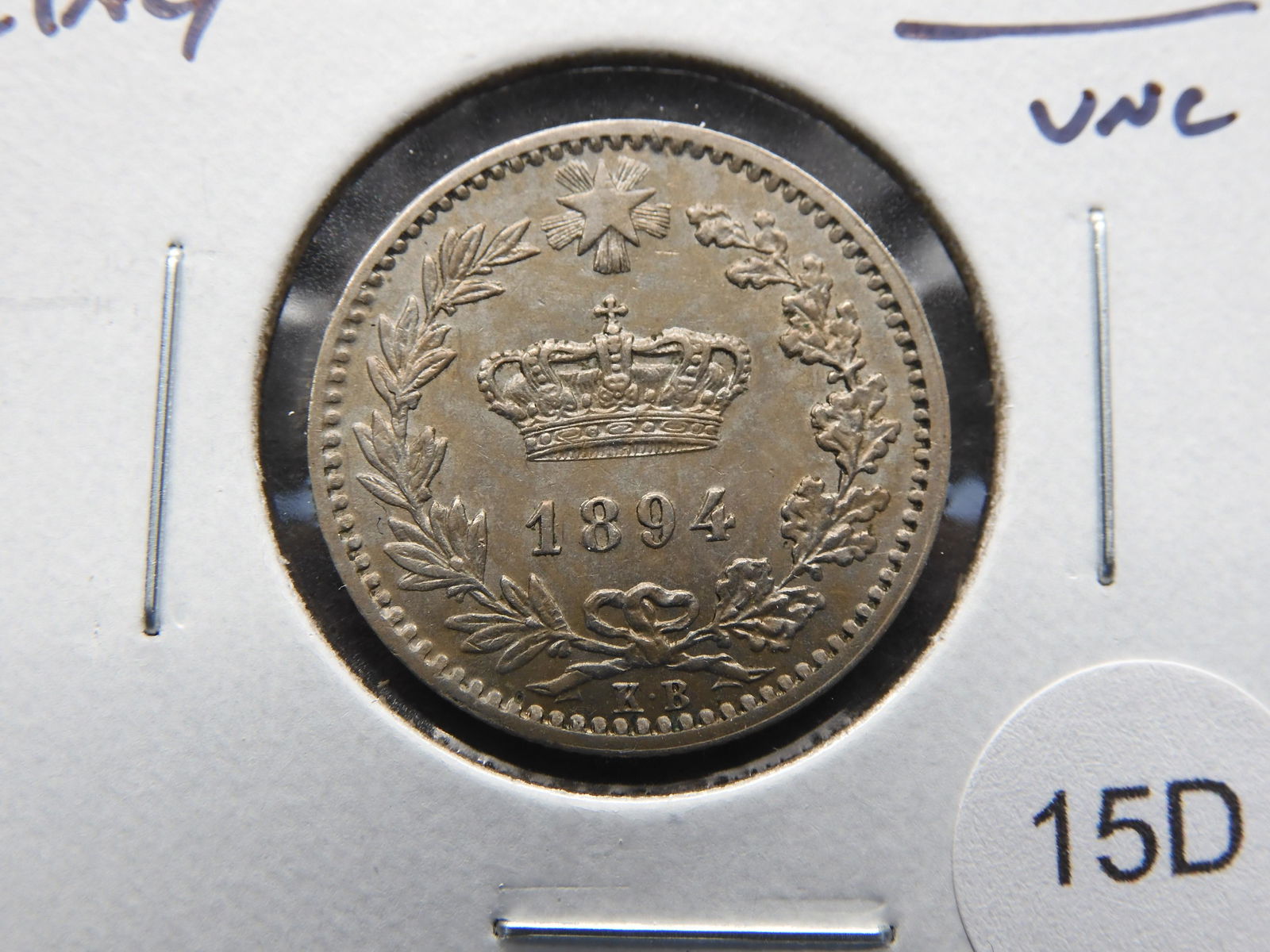 1894 Italy 20 Centesimi.  UNC. (1 of 3)