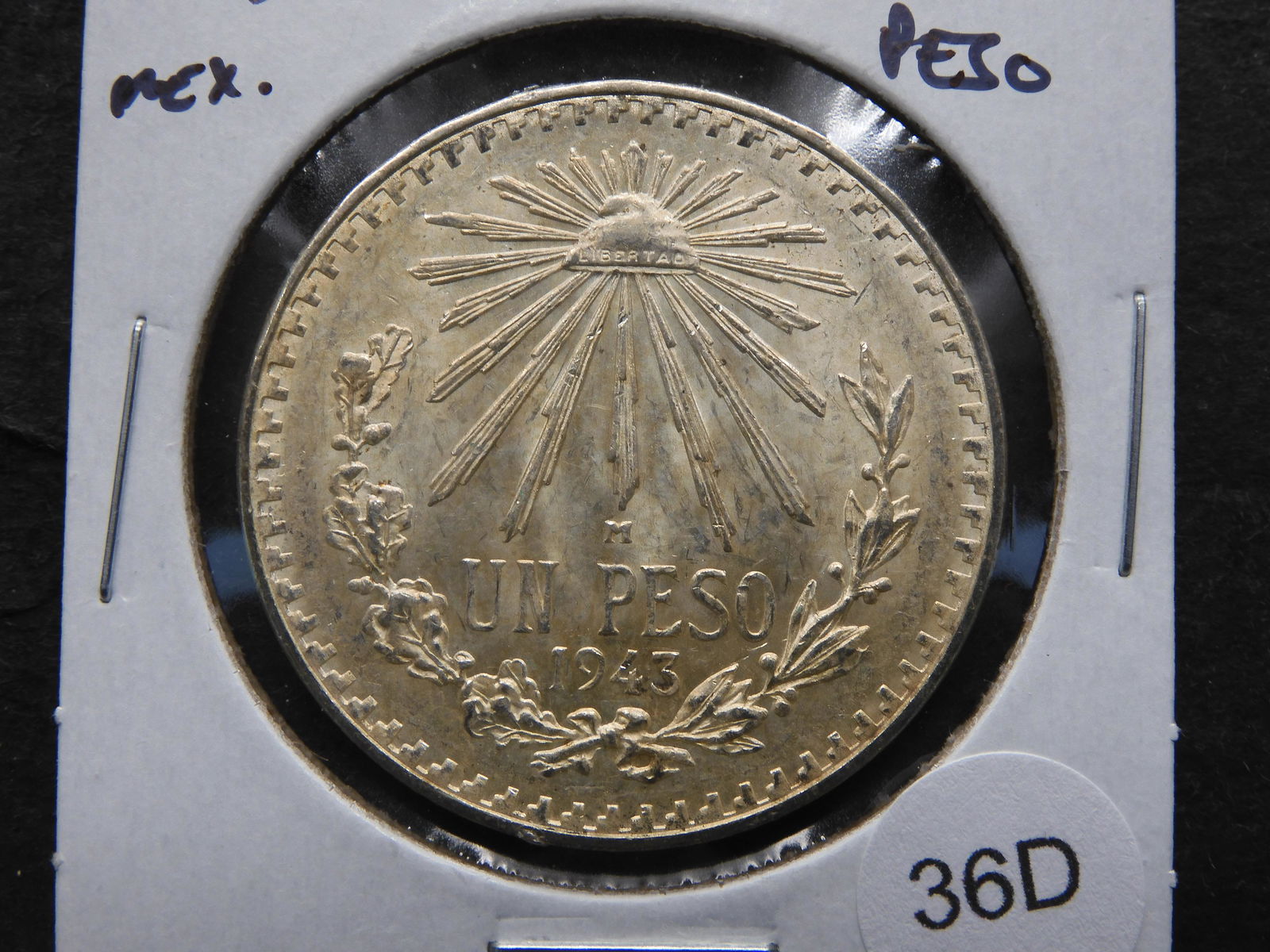 1943-Mo Mexico Silver Peso. (1 of 3)