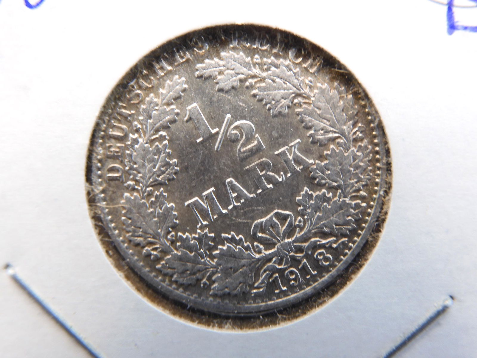 1918-D Germany (Empire) silver ½ Mark. BU. (1 of 3)