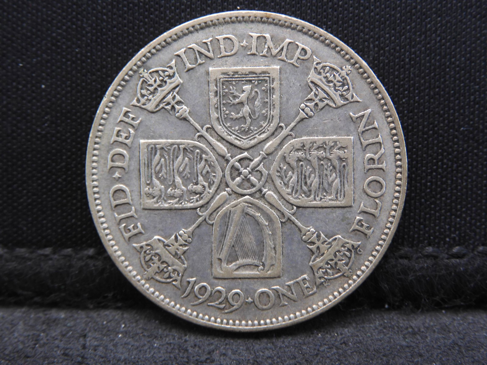 1929 Great Britain 1 Florin 50% Silver Coin.  Coin (1 of 2)
