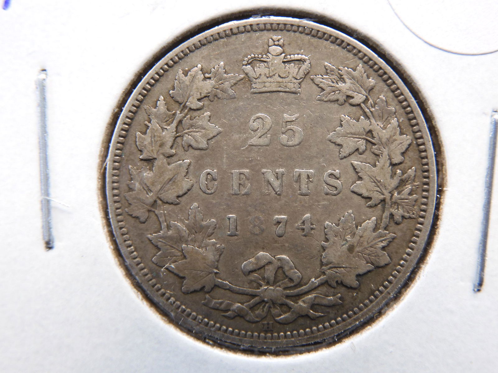 1874 H Canada Quarter.  Original Fine. (1 of 3)
