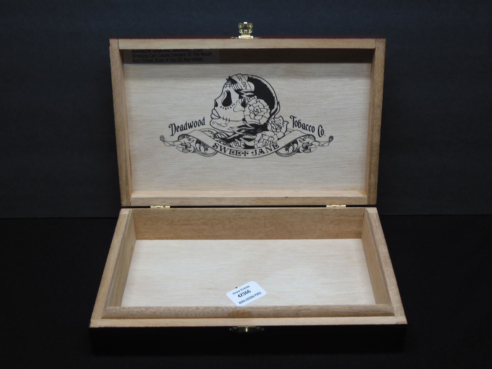 Empty Sweet Jane Wood Cigar Box - Deadwood Tobacco Co.: Empty Sweet Jane Wood Cigar Box - Deadwood Tobacco Co.