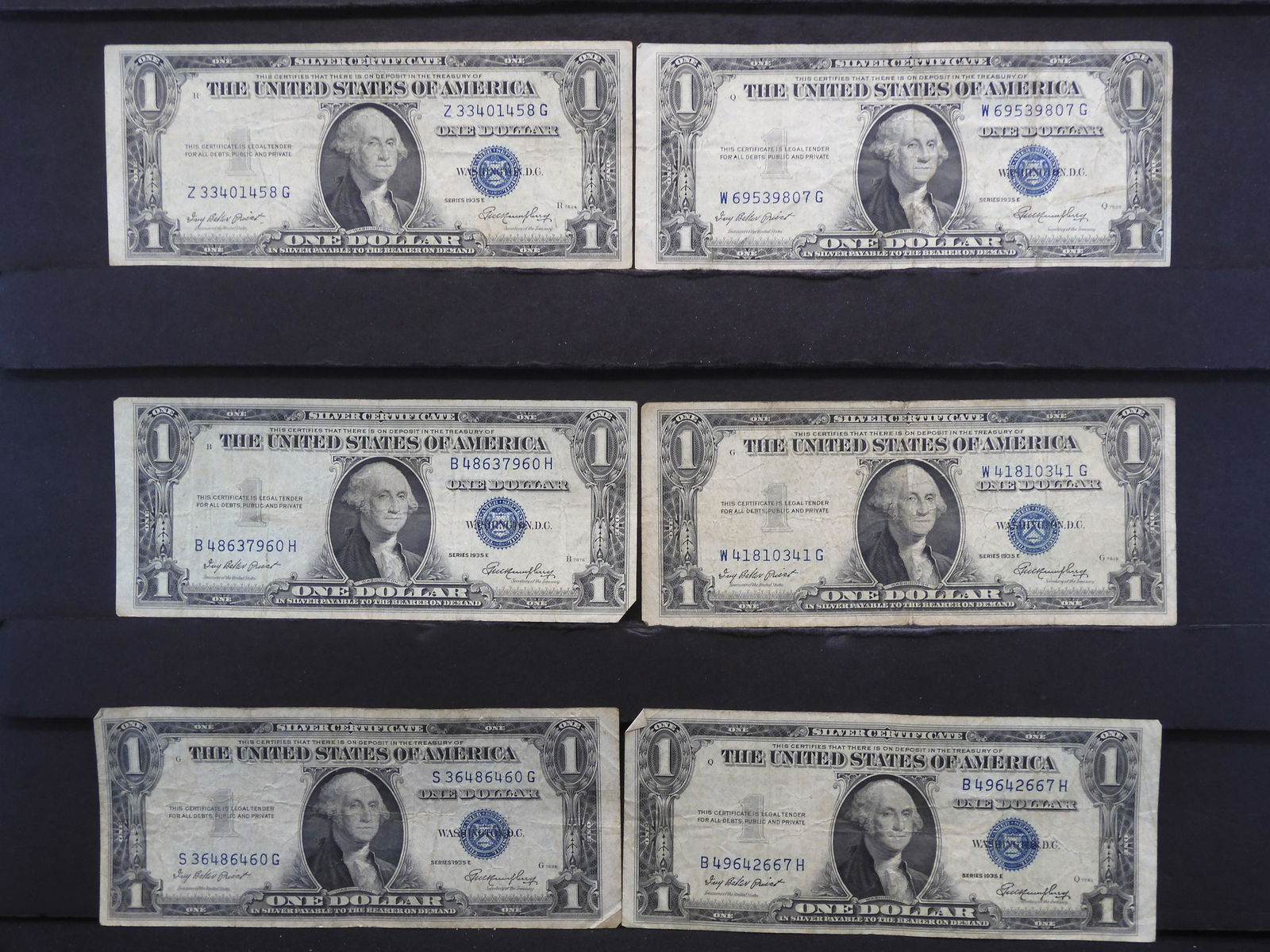 6- 1935-E $1 Blue Seal Silver Certificates (1 of 4)
