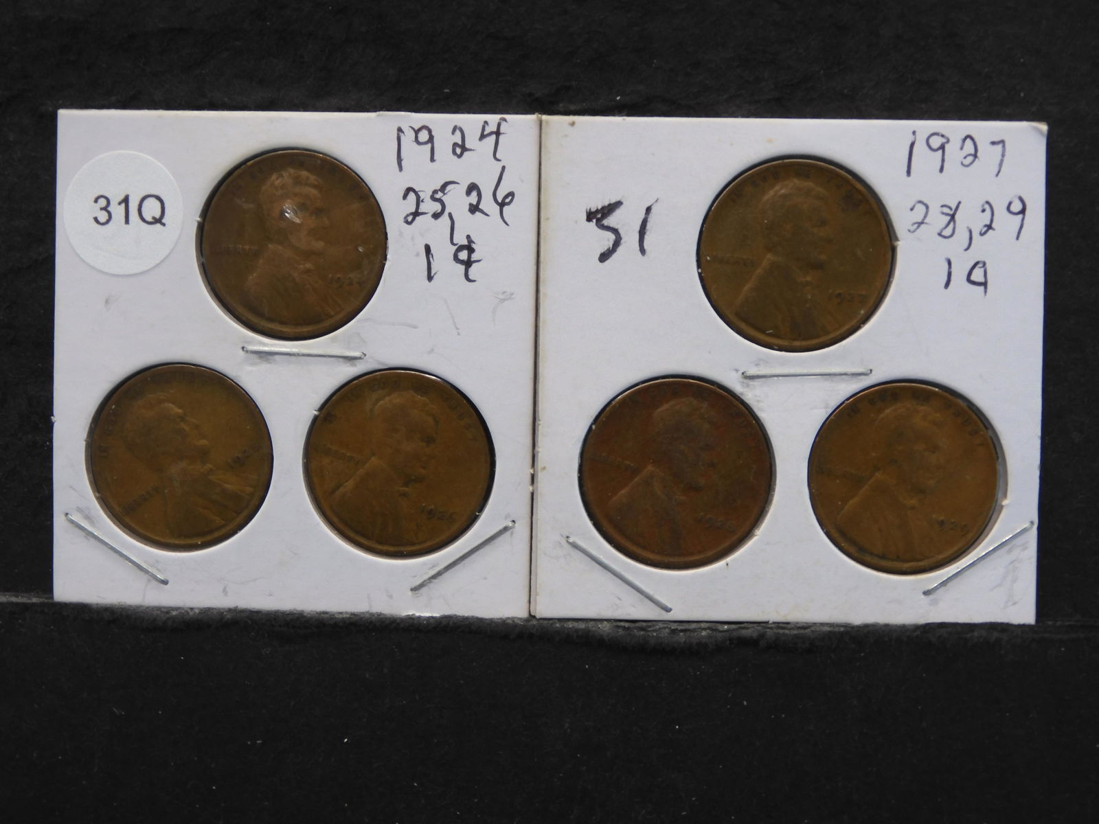 1924, 25 26, 27, 28 & 29 Lincoln Wheat Cents (1 of 5)