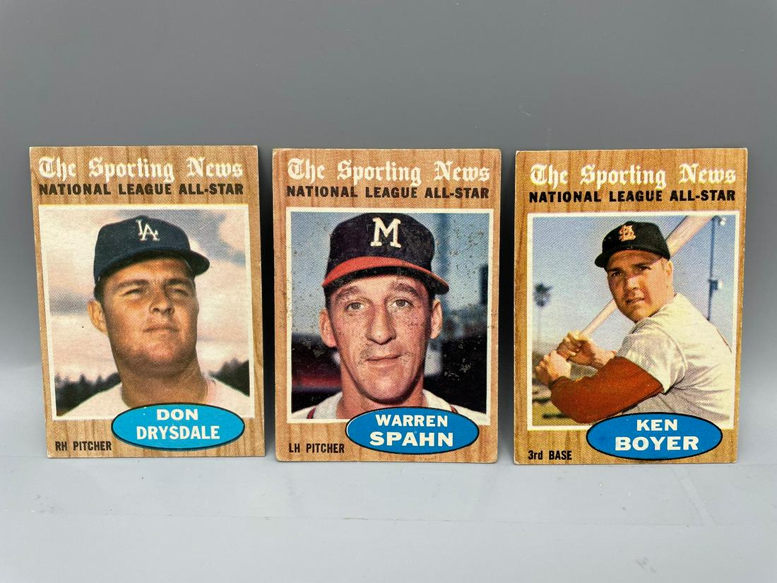 1962 Topps Lot of 3 All Stars - Don Drysdale, Warren (1 of 2)