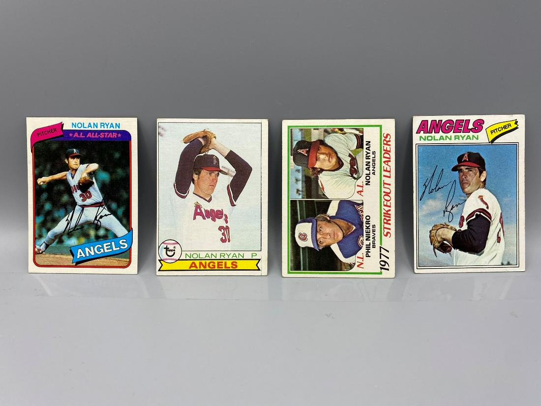 Lot of 4 Nolan Ryan Topps Baseball Cards - 1977, 1978, (1 of 2)