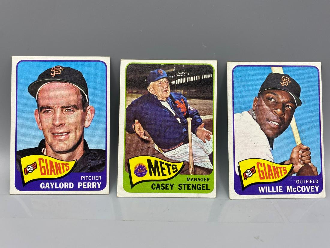 1965 Topps Baseball Lot of 3 - Gaylord Perry, Casey: 1965 Topps Baseball Lot of 3 - Gaylord Perry, Casey Stengel, Willie McCovey