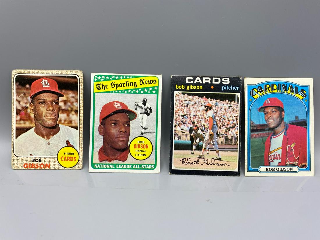 Lot of 4 Bob Gibson Topps Baseball Cards- HOF - 1968, (1 of 2)