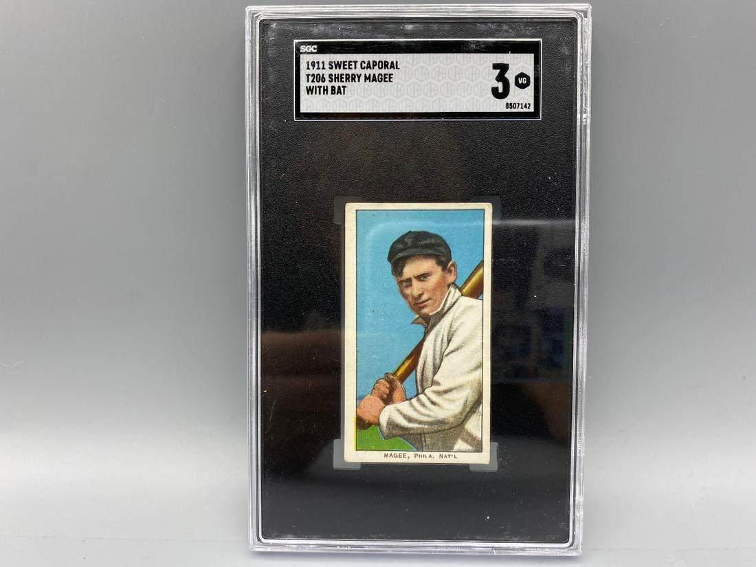 1909 T206 SHERRY MAGEE / BAT/ SGC 3 - VG: 1909 T206 SHERRY MAGEE / BAT/ SGC 3 - VG