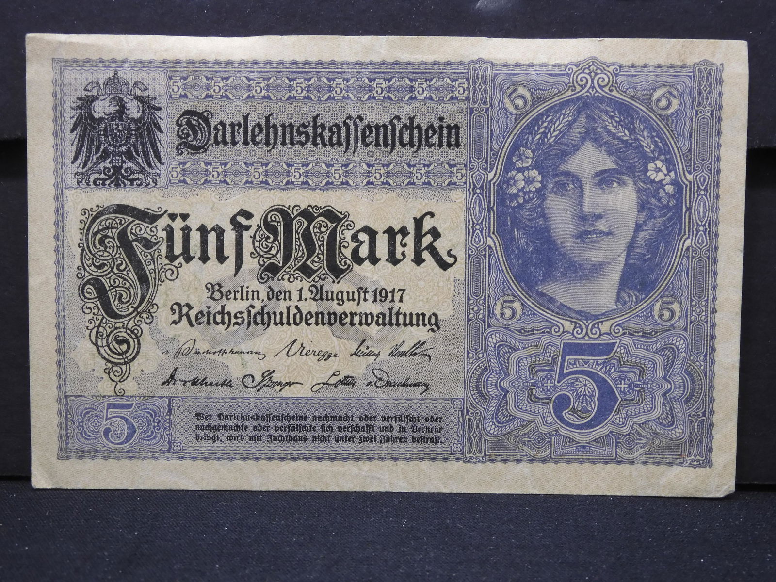 1917 GERMAN 5 MARK, 104 YRS OLD! (1 of 3)