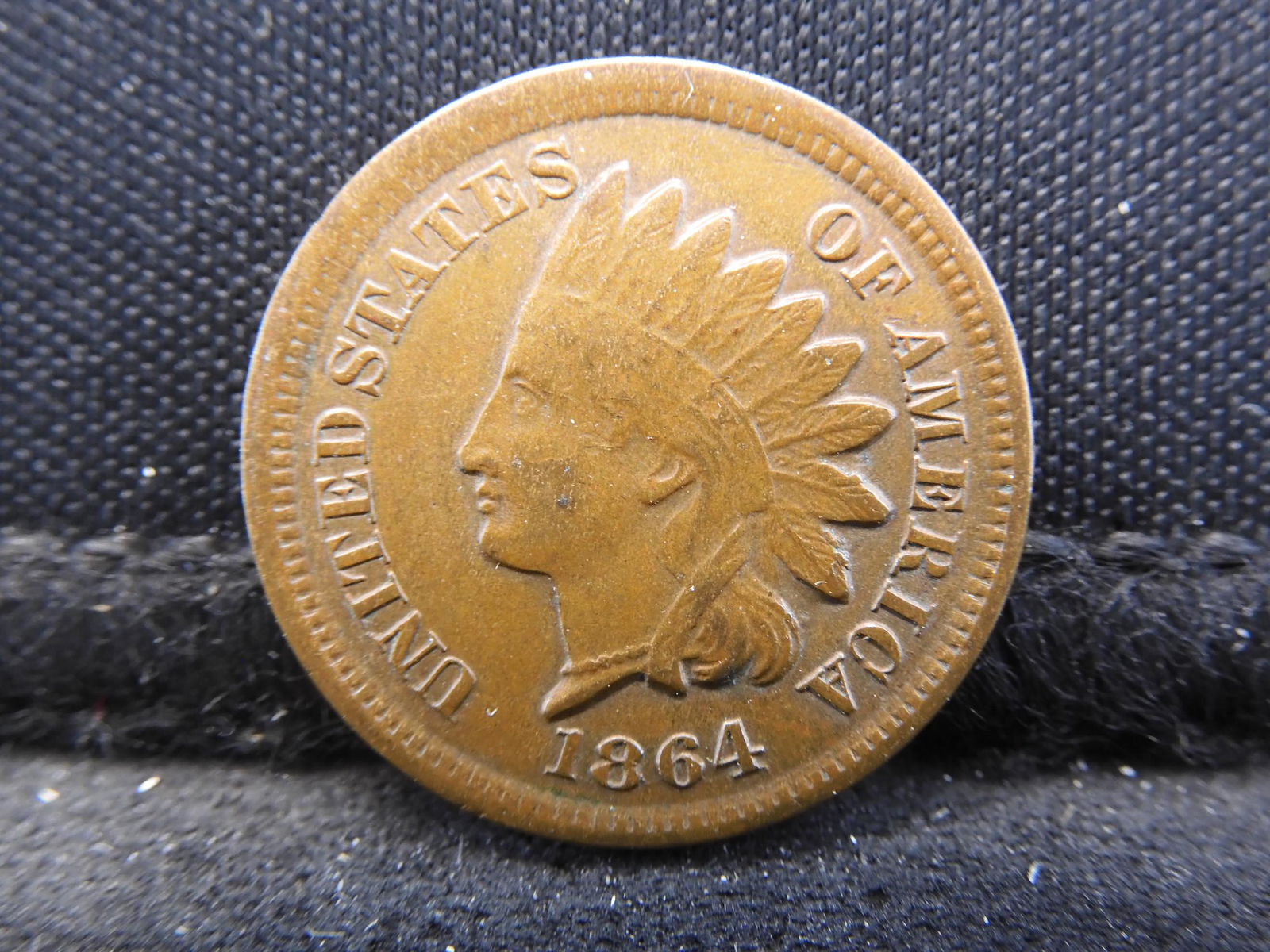 1864 Bronze Indian Cent.  All diamonds visible, weak (1 of 2)