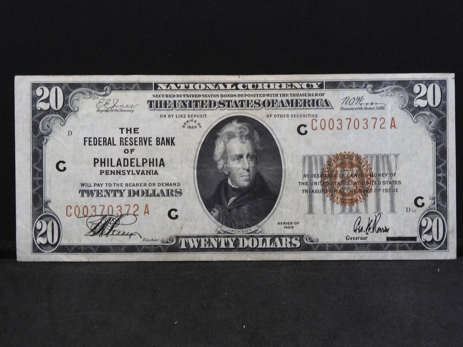 1929 $20 Brown Seal Note from the Philadelphia Fed.: 1929 $20 Brown Seal Note from the Philadelphia Fed. Clean and Crisp XF.