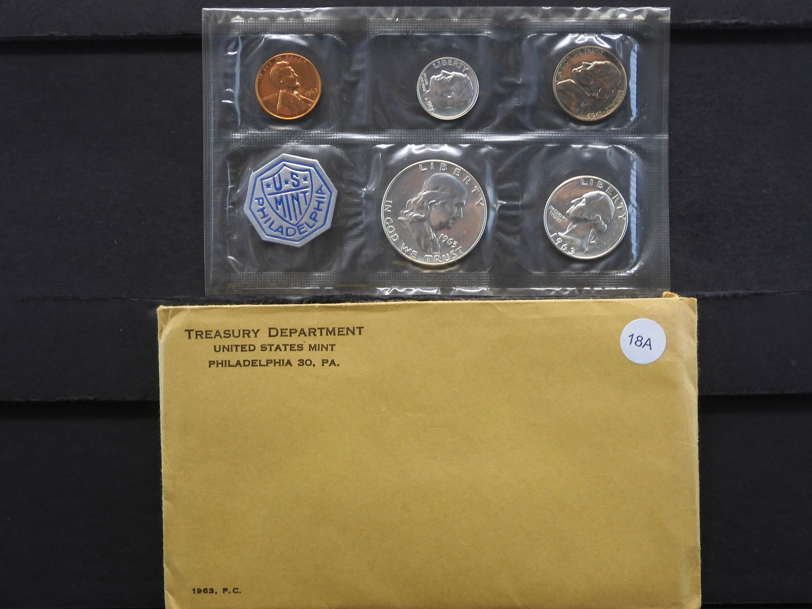 1963-P US Mint Unc. Proof Set w/90% Silver Franklin (1 of 3)