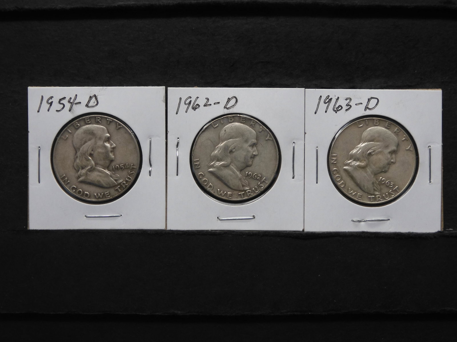 1954-D, 1962-D & 1963-D 90% Silver Franklin Half (1 of 3)