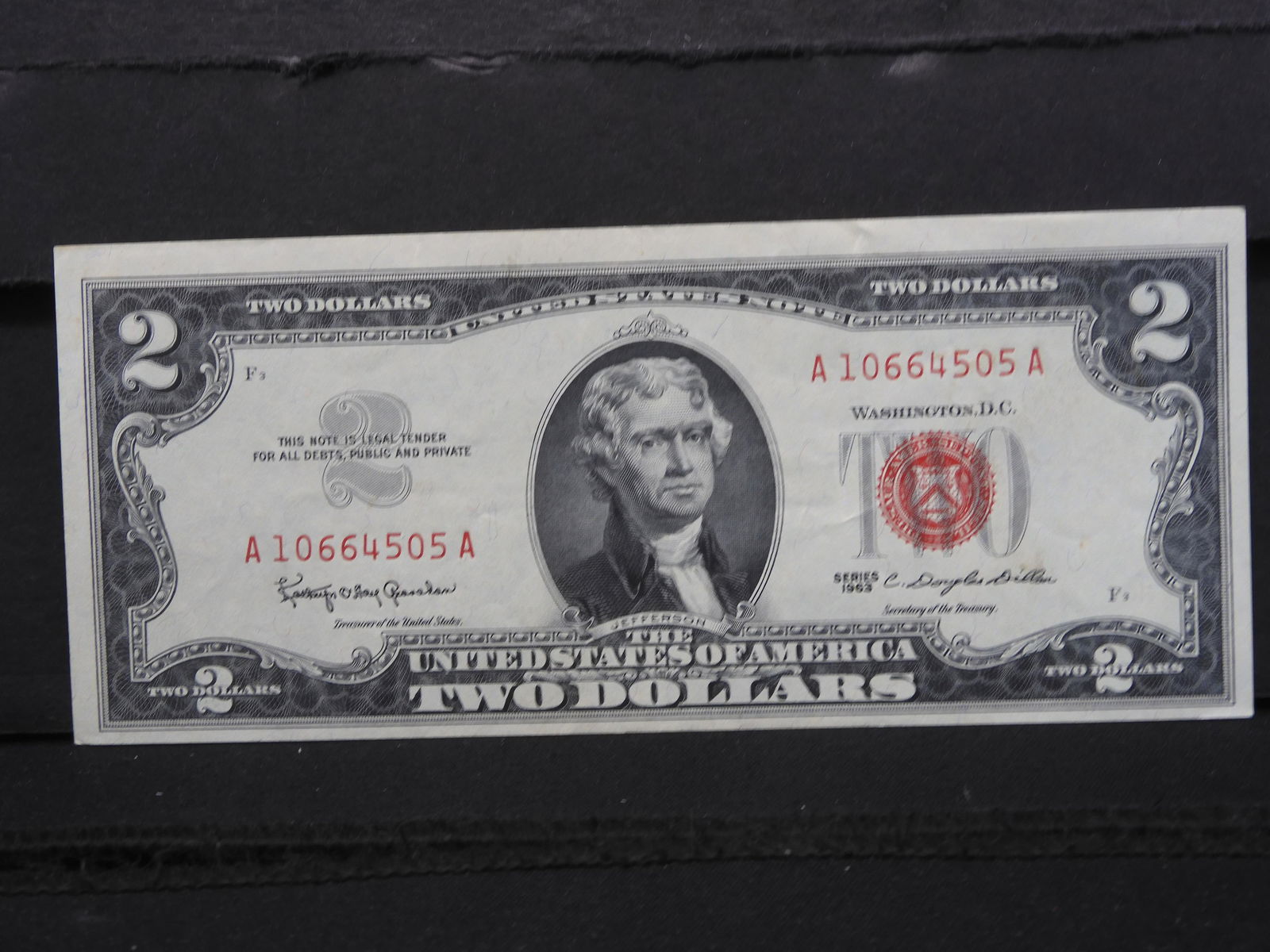 1963 $2 Red Seal Note. Crisp. (1 of 3)