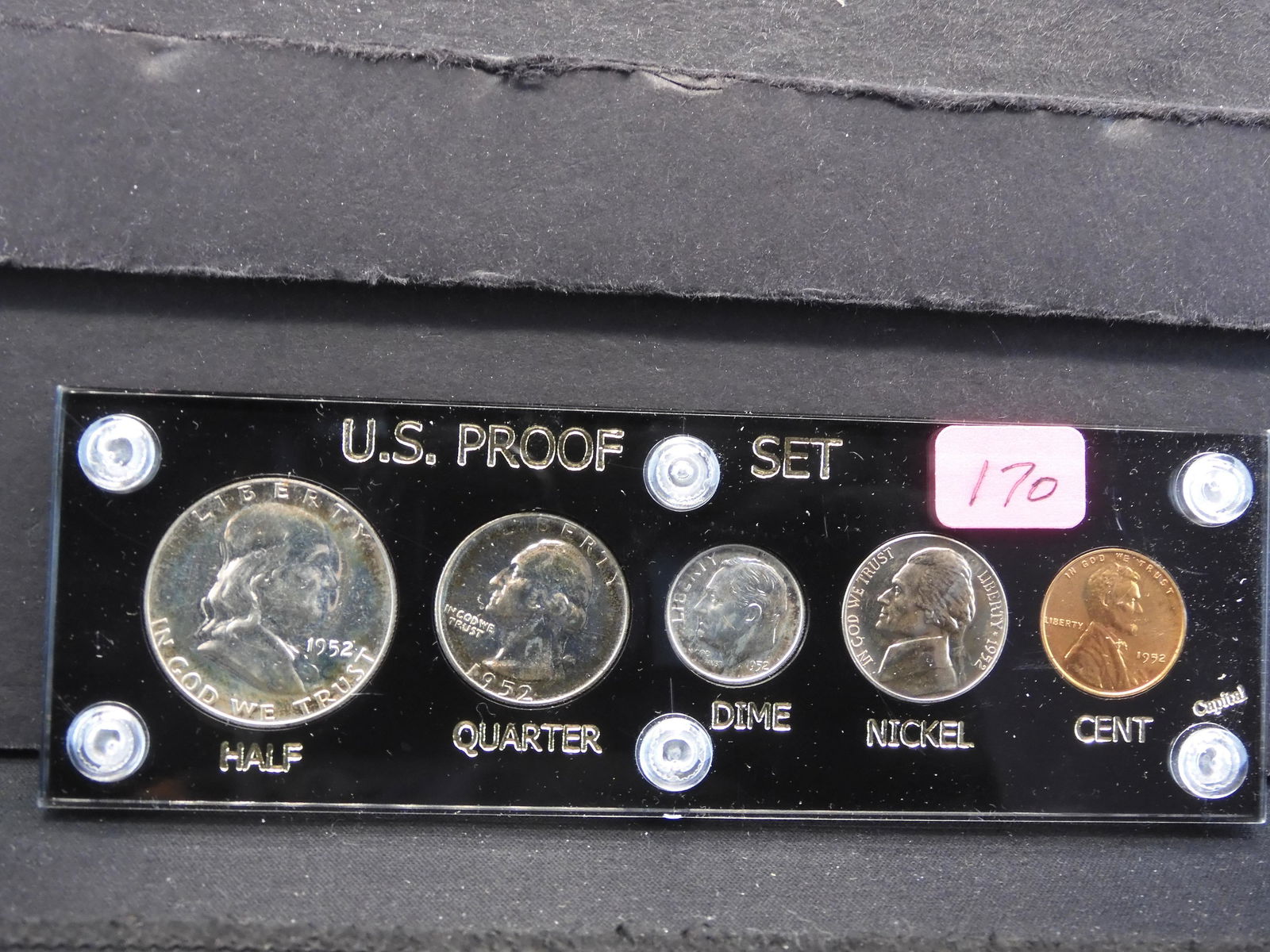 1952 U.S. Proof Set w/90% Silver Franklin Half Dollar, (1 of 2)