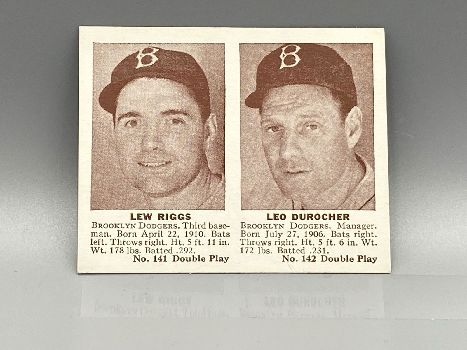 1941 Double Play Riggs/Durocher (HOF) (1 of 2)