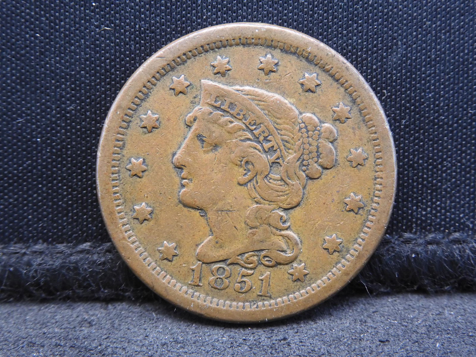 1851 Braided Hair Large Cent - VF/XF Condition (1 of 2)