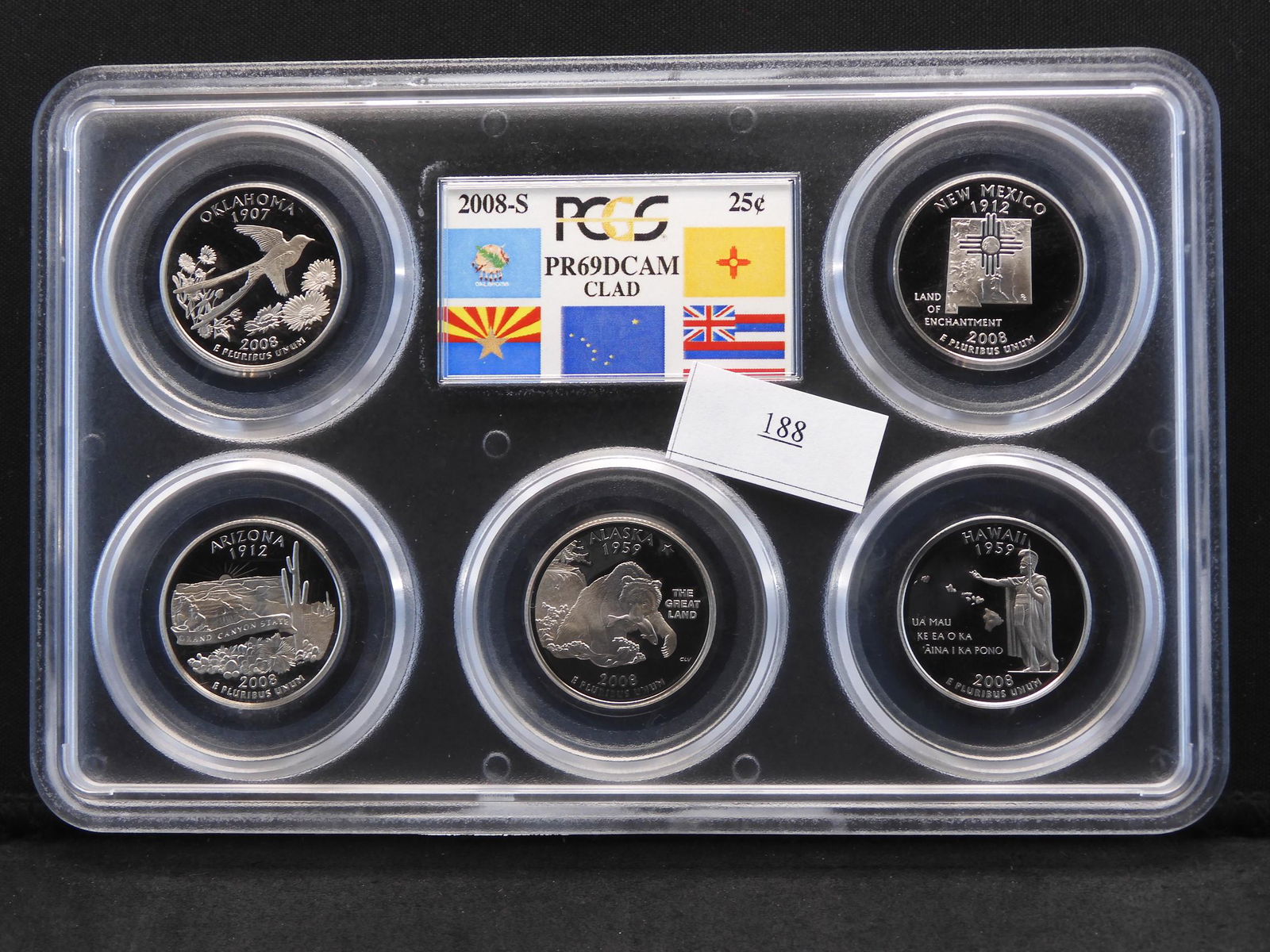2008-S PCGS PR69 DCAM Statehood 5 Quarter Set in Nice (1 of 2)