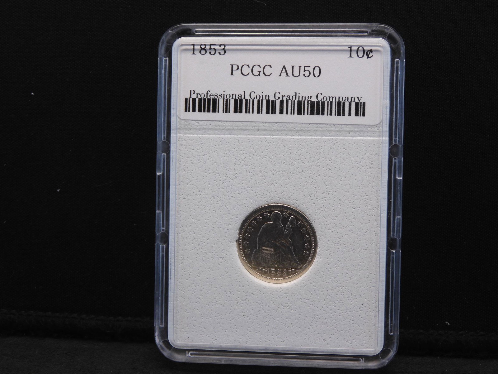 1853 PCGC AU50 Seated Liberty Silver Dime: 1853 PCGC AU50 Seated Liberty Silver Dime