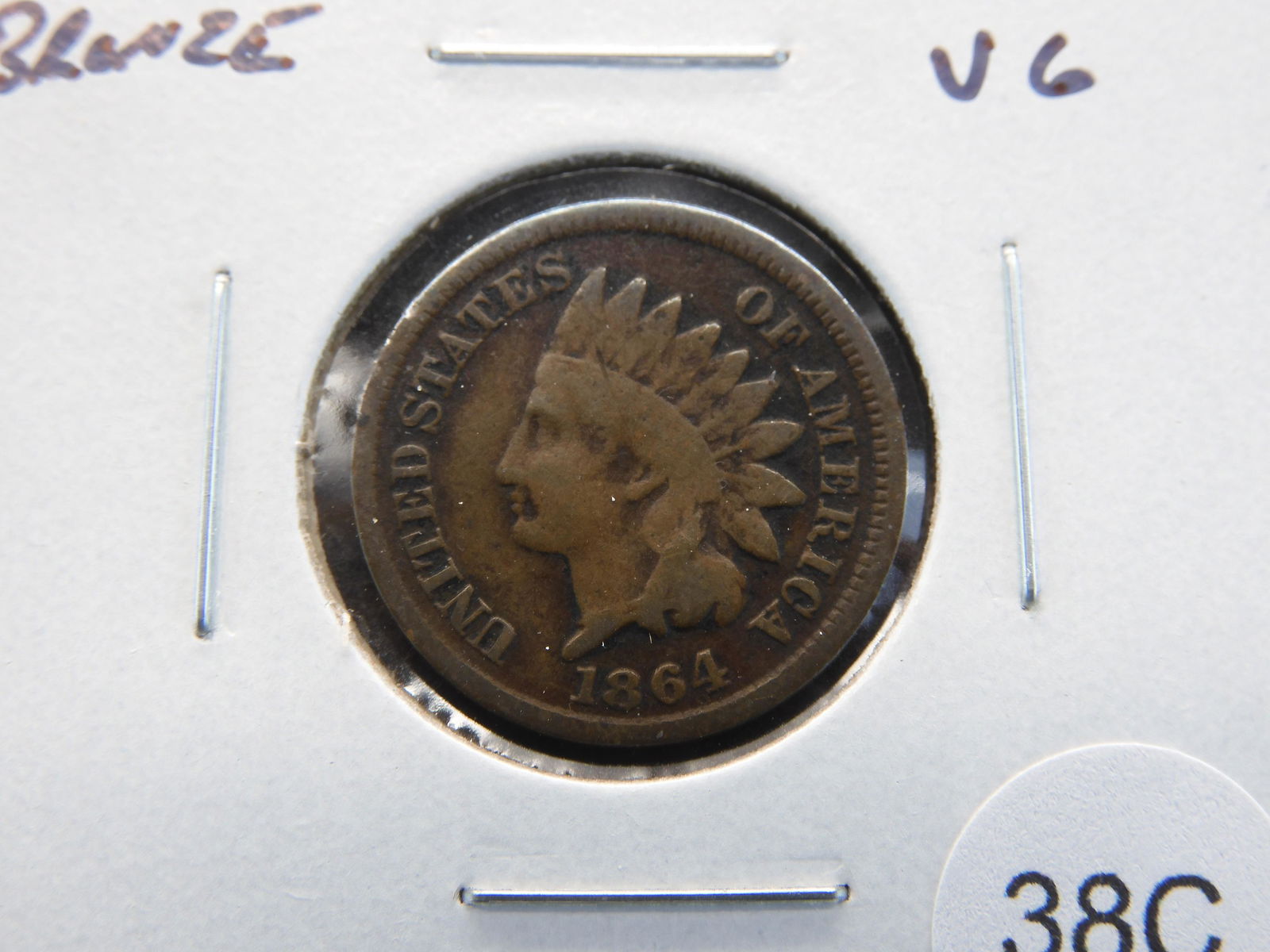1864 Bronze Indian 1c.  VG. (1 of 3)