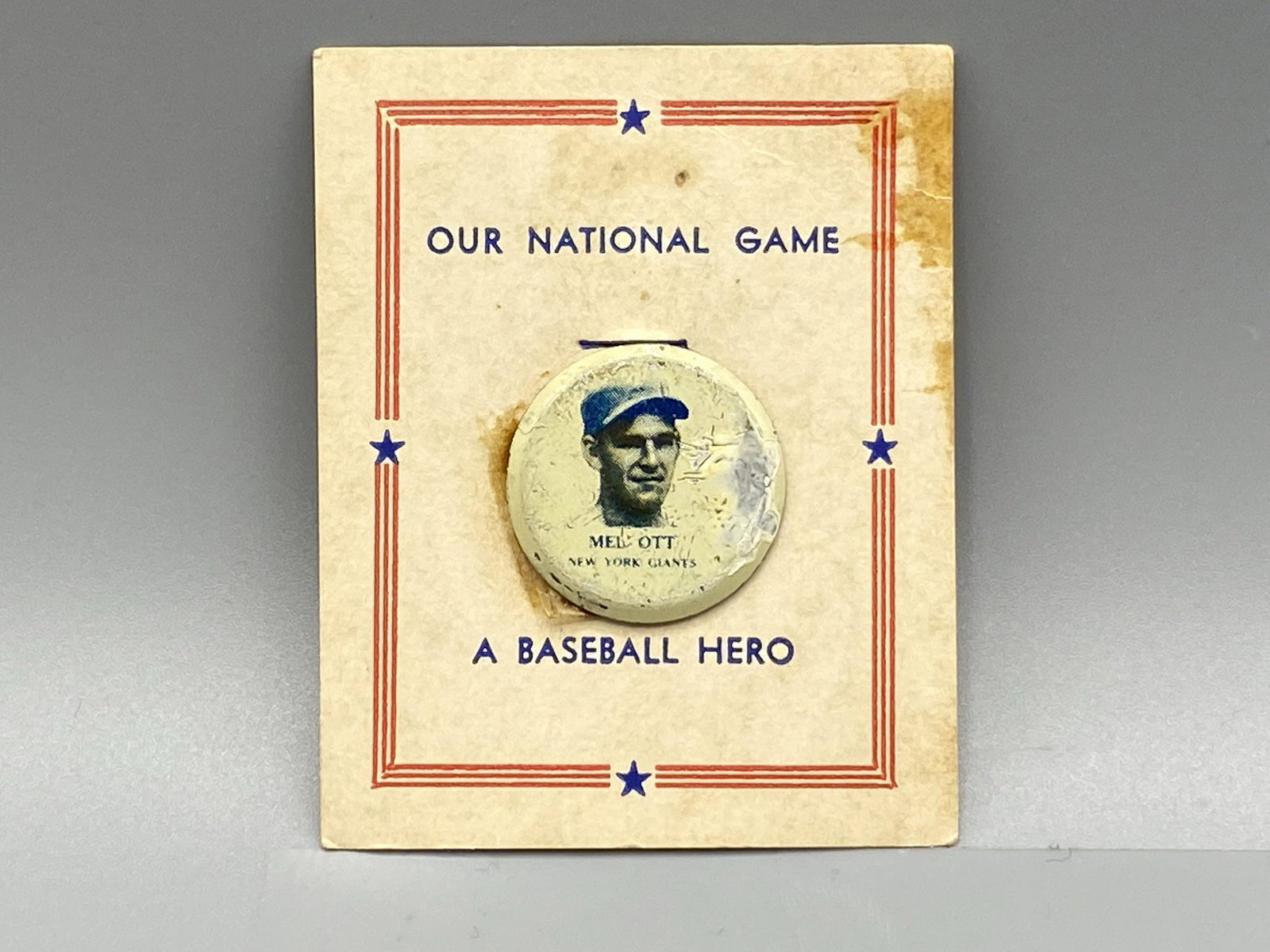 1938 PM8 Pin Mel Ott HOF: 1938 PM8 Pin Mel Ott HOF