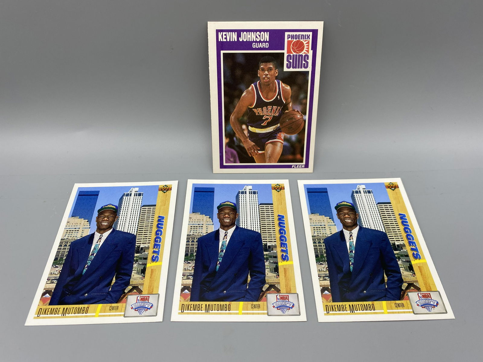 1989 Fleer Kevin Johnson RC & 3 Dikembe Mutumbo Upper (1 of 2)