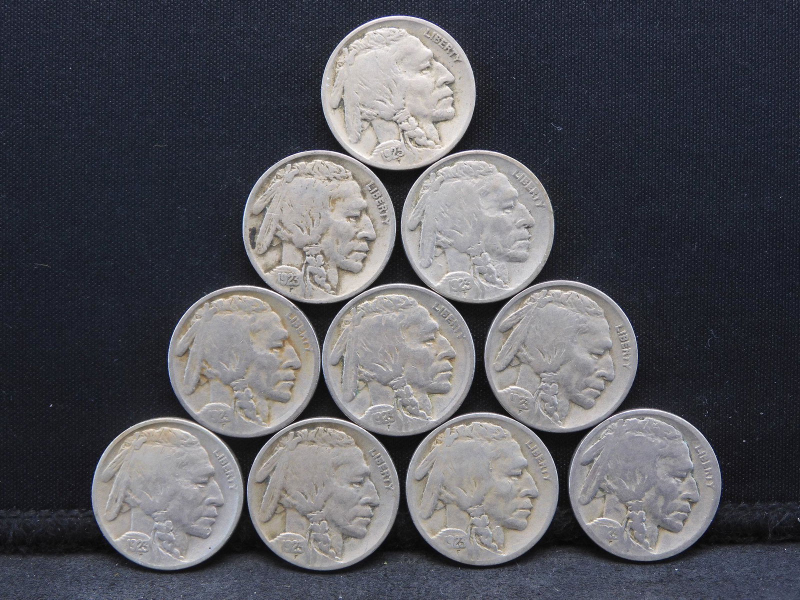 Ten 1923 Buffalo Nickels.  Full Readable Dates. (1 of 2)