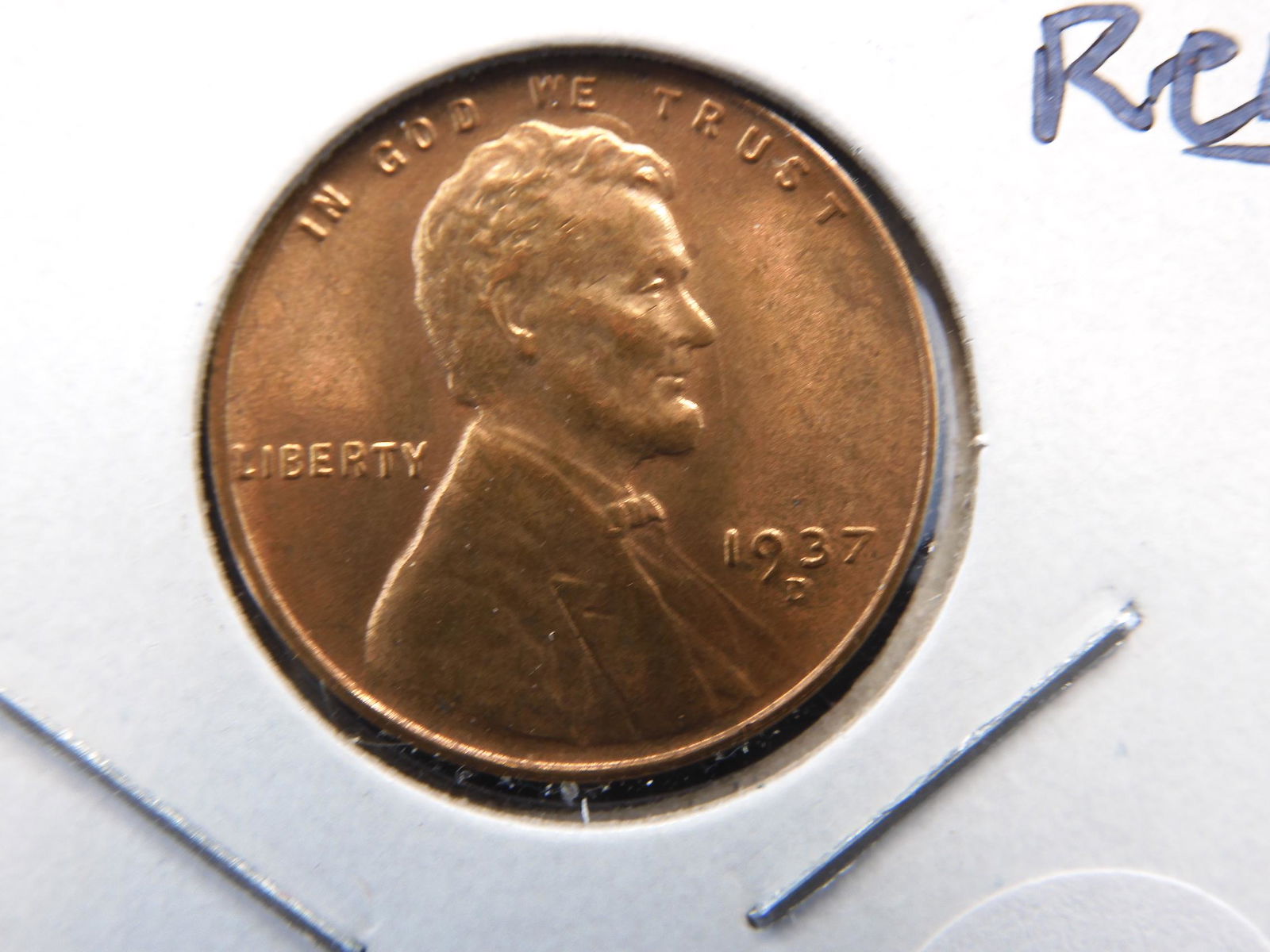1937-D Lincoln Cent MS 65 Red BU. (1 of 3)