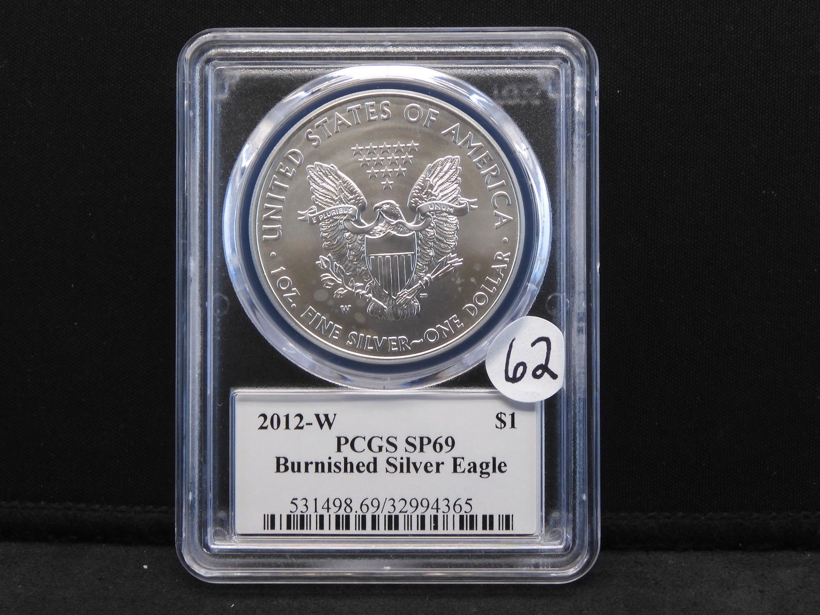 2012-W PCGS SP69 BURNISHED Silver American Eagle. One (1 of 4)
