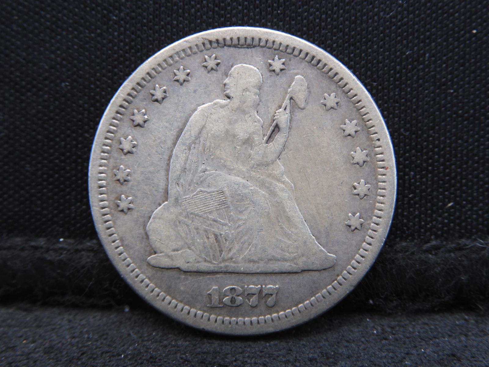 1877-S Seated Liberty Silver Quarter - VF/XF Condition (1 of 2)