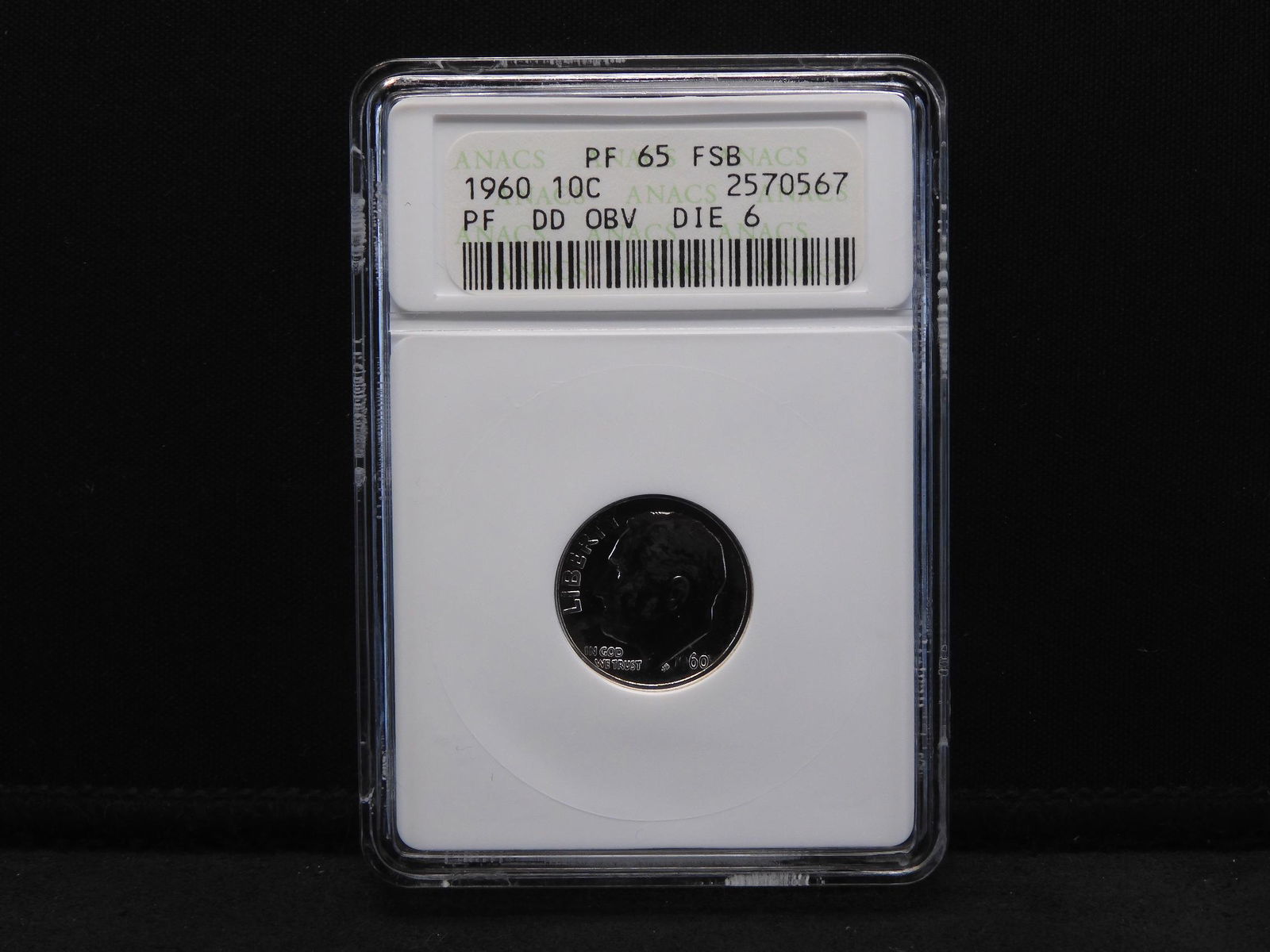 1960 ANACS PF65 FSB DD Obv. Die 6 Roosevelt Silver Dime (1 of 4)