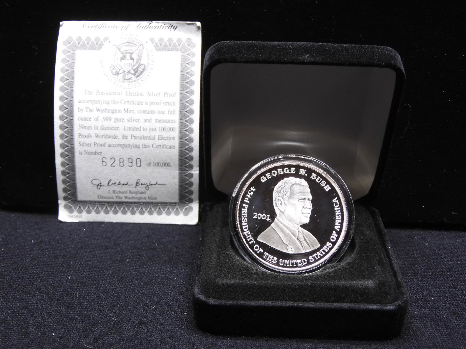 2001 Presidential Election One Oz. Fine Silver Proof - (1 of 4)