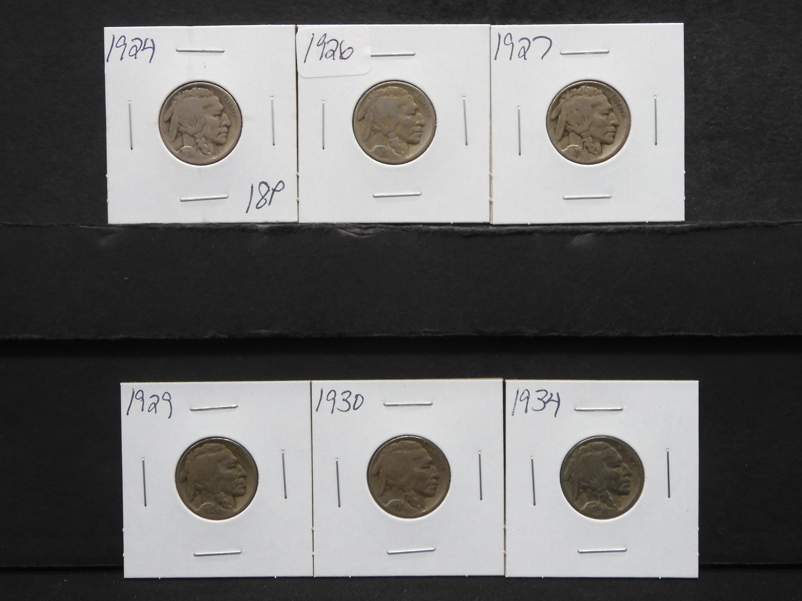 Buffalo Nickel Run 1924, 26, 27, 29, 30, 34 (6 Coin (1 of 5)