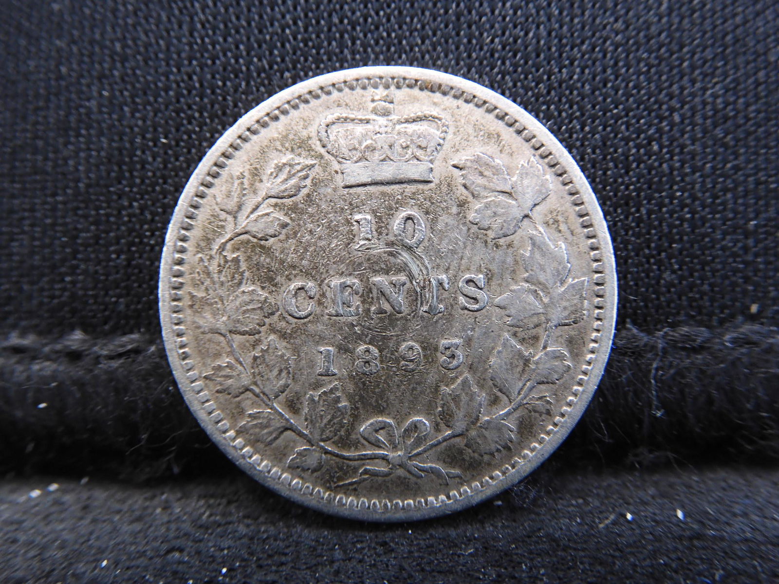 1893 Canada Dime, Flat Top 3, P6.   Very Fine.  RARE (1 of 2)