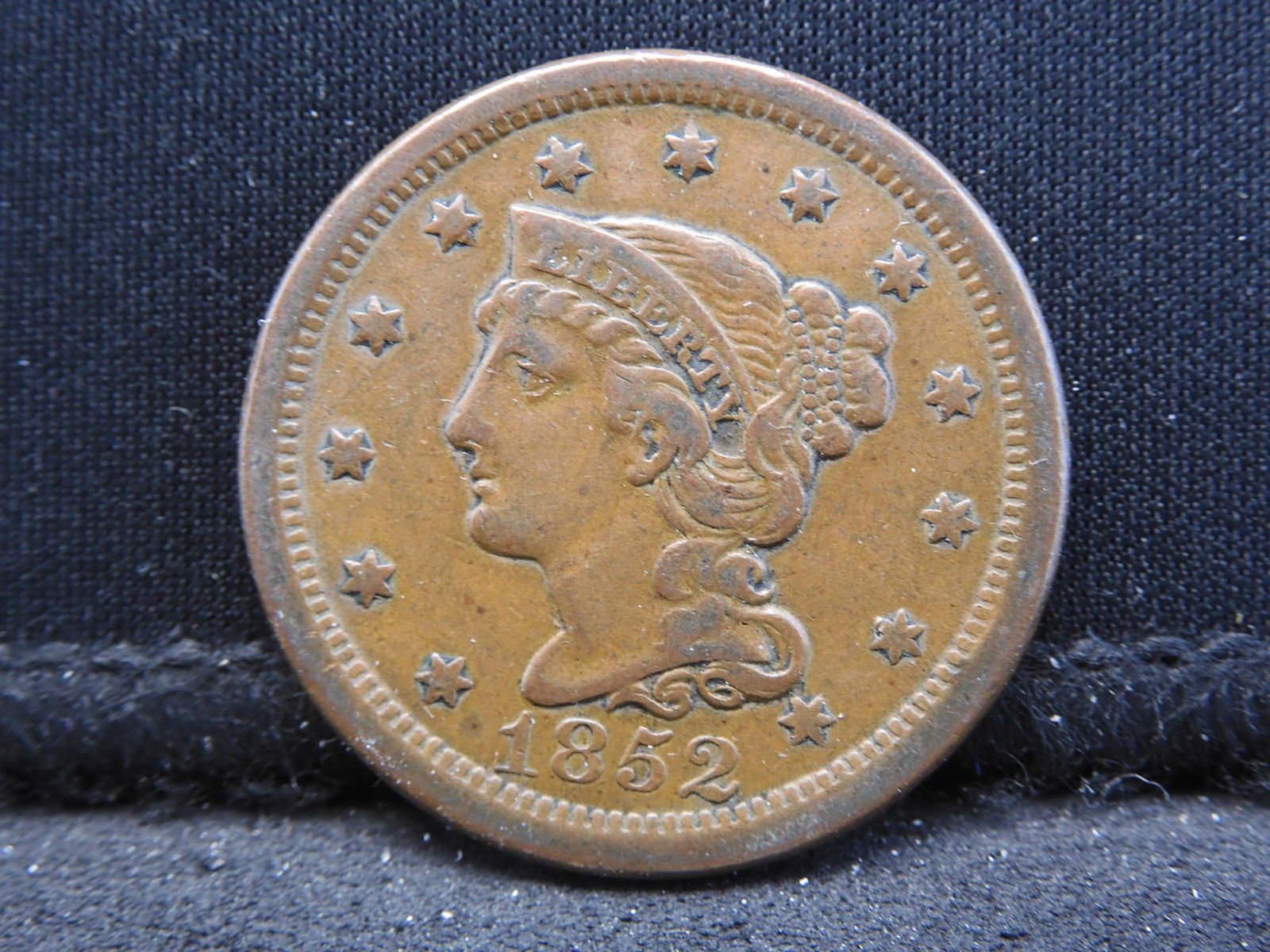 1852 US Large Cent.  Nice EF. (1 of 2)