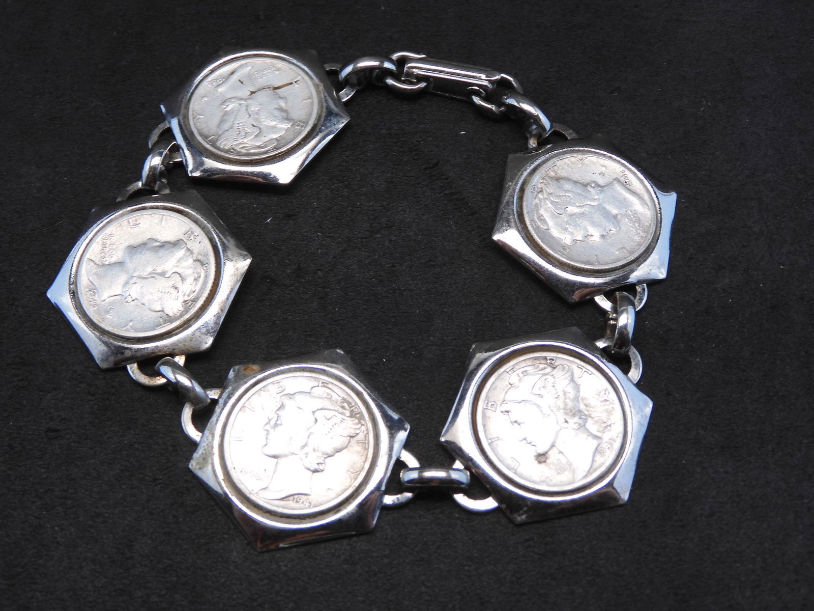 Bracelet - 7 1/2" in Length w/ 5 Mercury Silver Dimes (1 of 4)