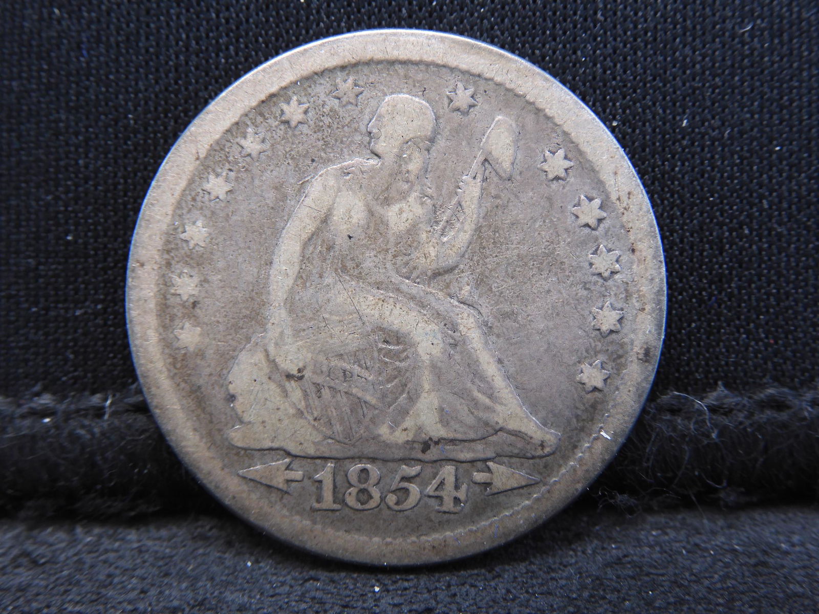 1854 w/ Arrows Seated Liberty Silver Quarter - Key (1 of 2)