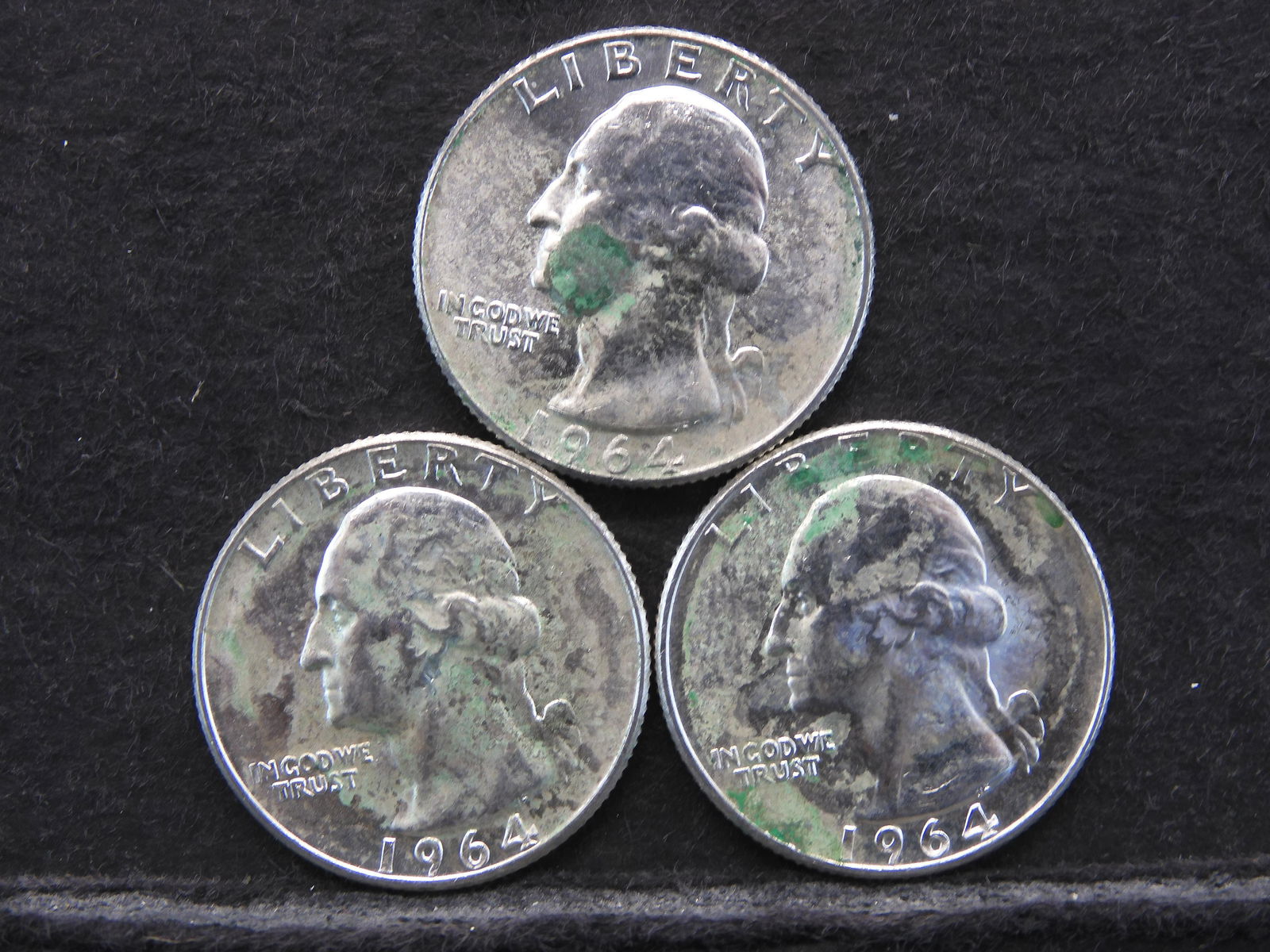 (3) 1964-D SILVER/90% QUARTERS (1 of 2)
