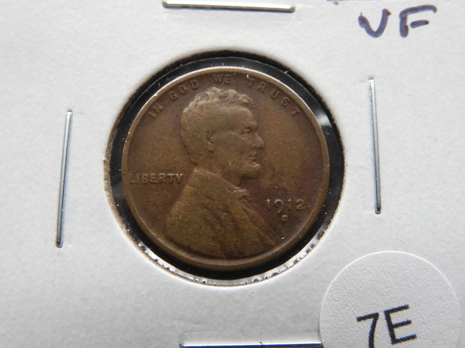 1912-S Lincoln 1c.  VF. (1 of 3)