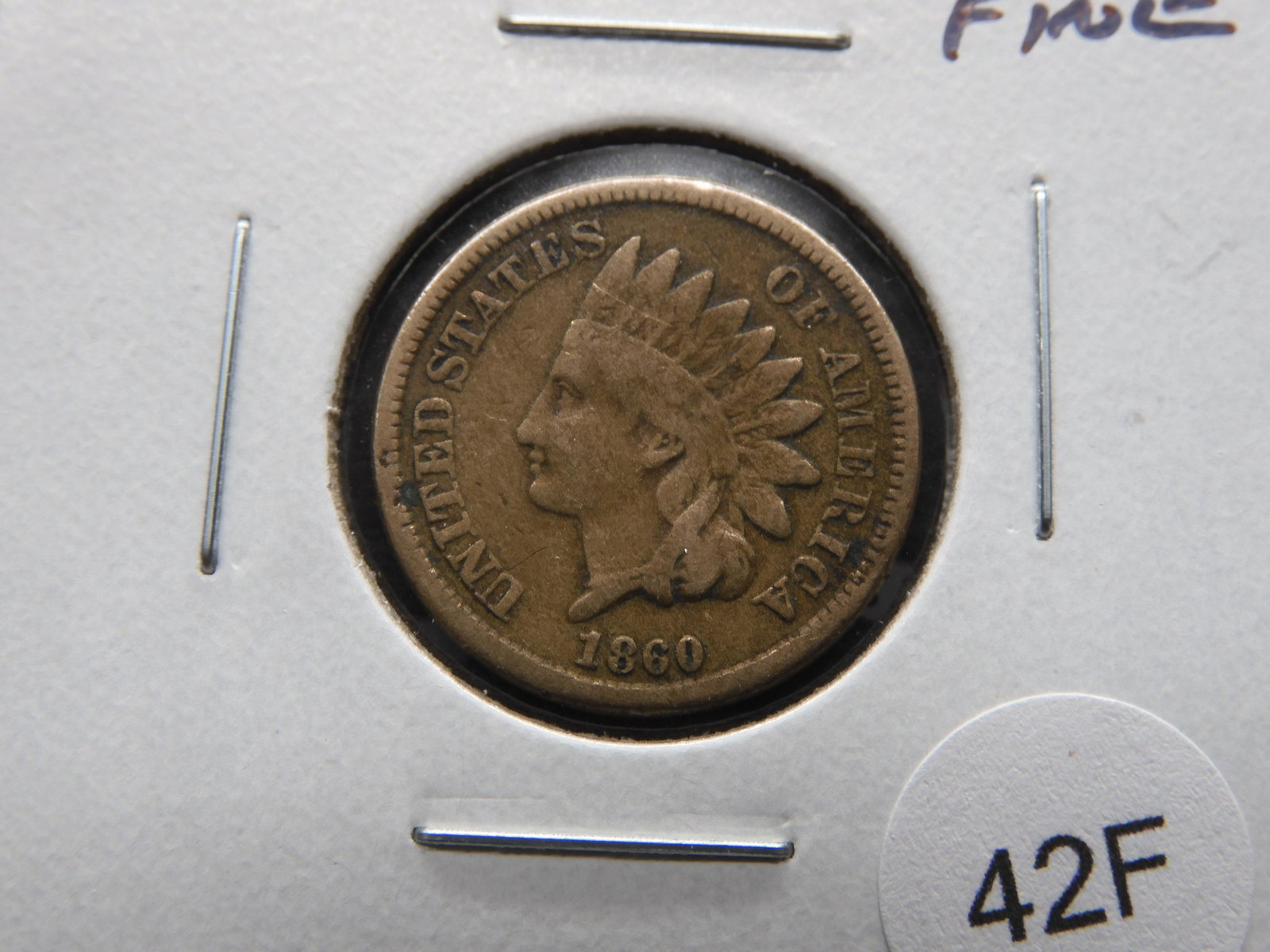 1860 Indian 1c.  Fine. (1 of 3)