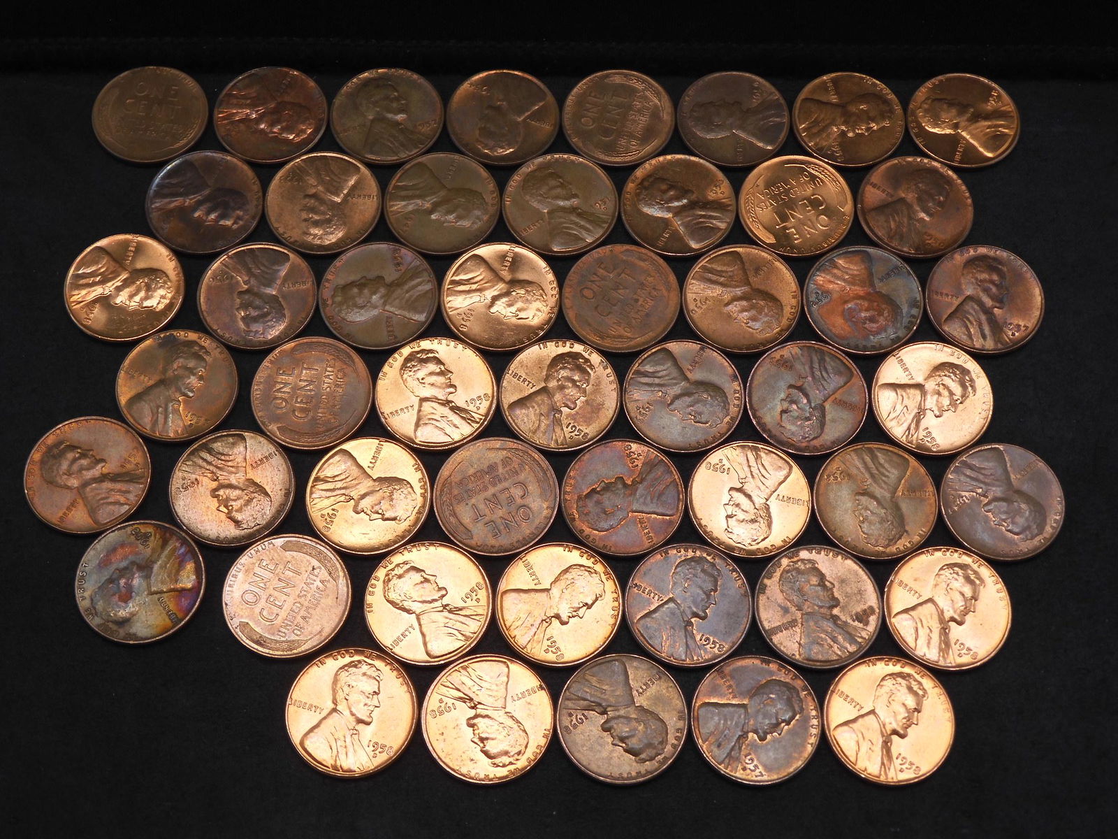 (50) 1950's Lincoln Wheat Cents BU RD (1 of 3)