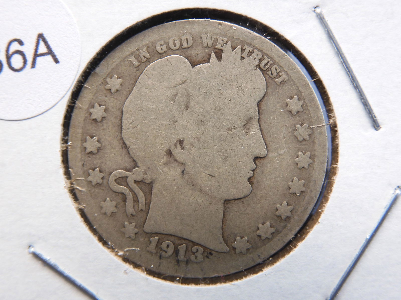 1913 Barber Quarter.  Good.  Very Scarce Date. (1 of 3)