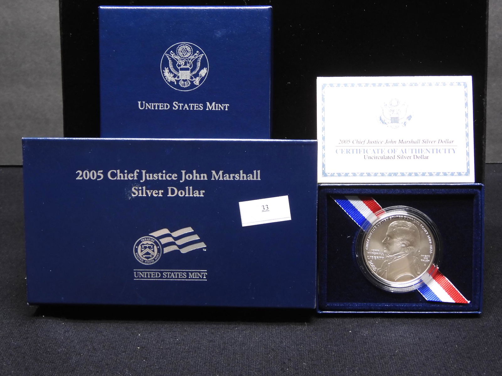 2005-P U.S. Chief Justice John Marshall Uncirculated: 2005-P U.S. Chief Justice John Marshall Uncirculated Silver Dollar OGP