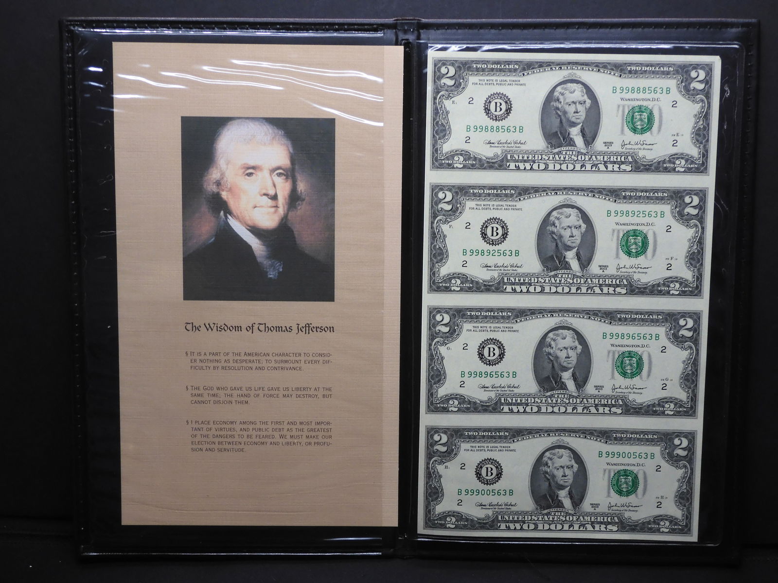 2003-A 2$ Bill 4 Note Sheet (1 of 8)